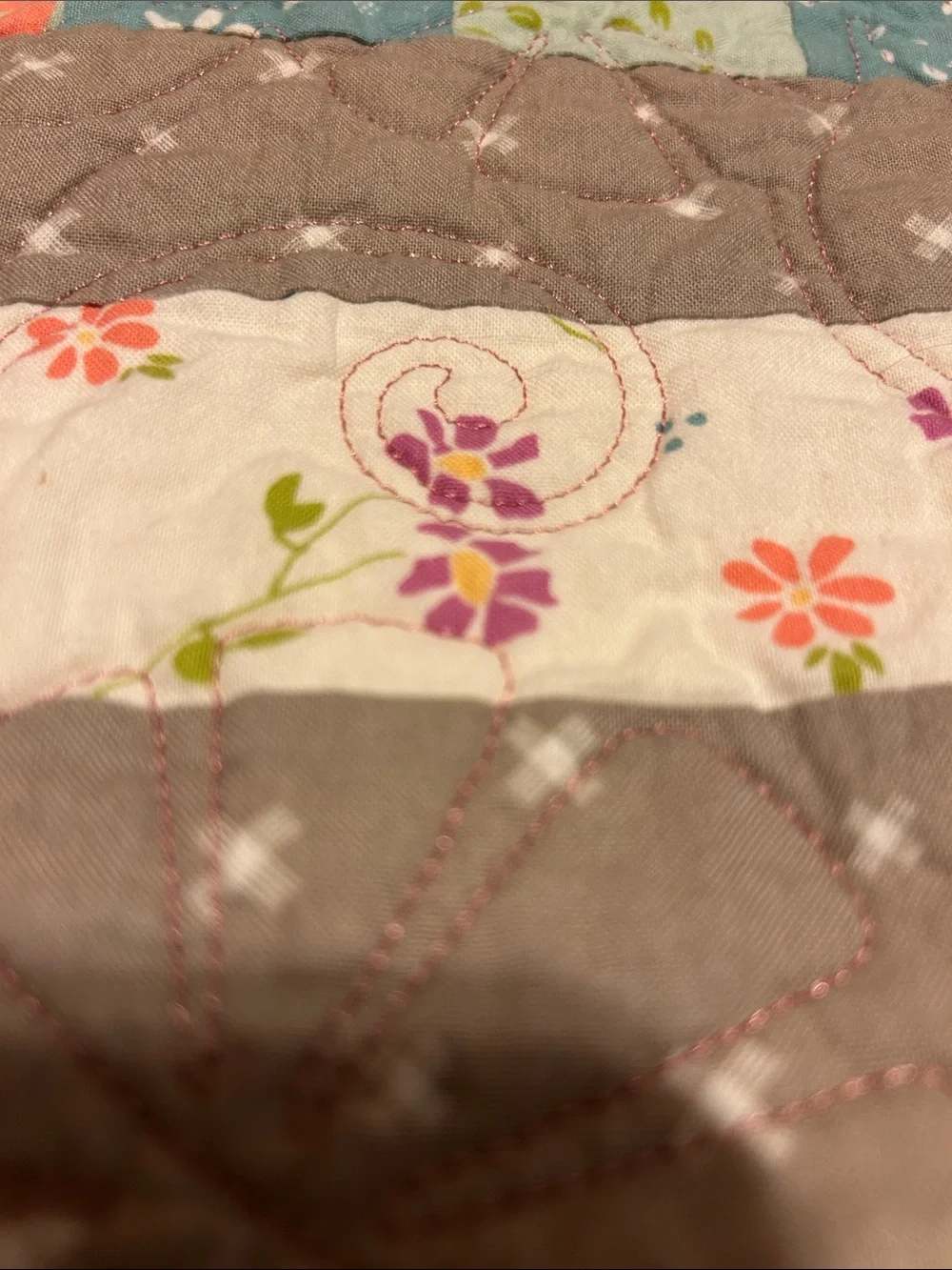 ONE OF A KIND - HANDCRAFTED Patchwork Floral Cotton Quilt Multicolor
